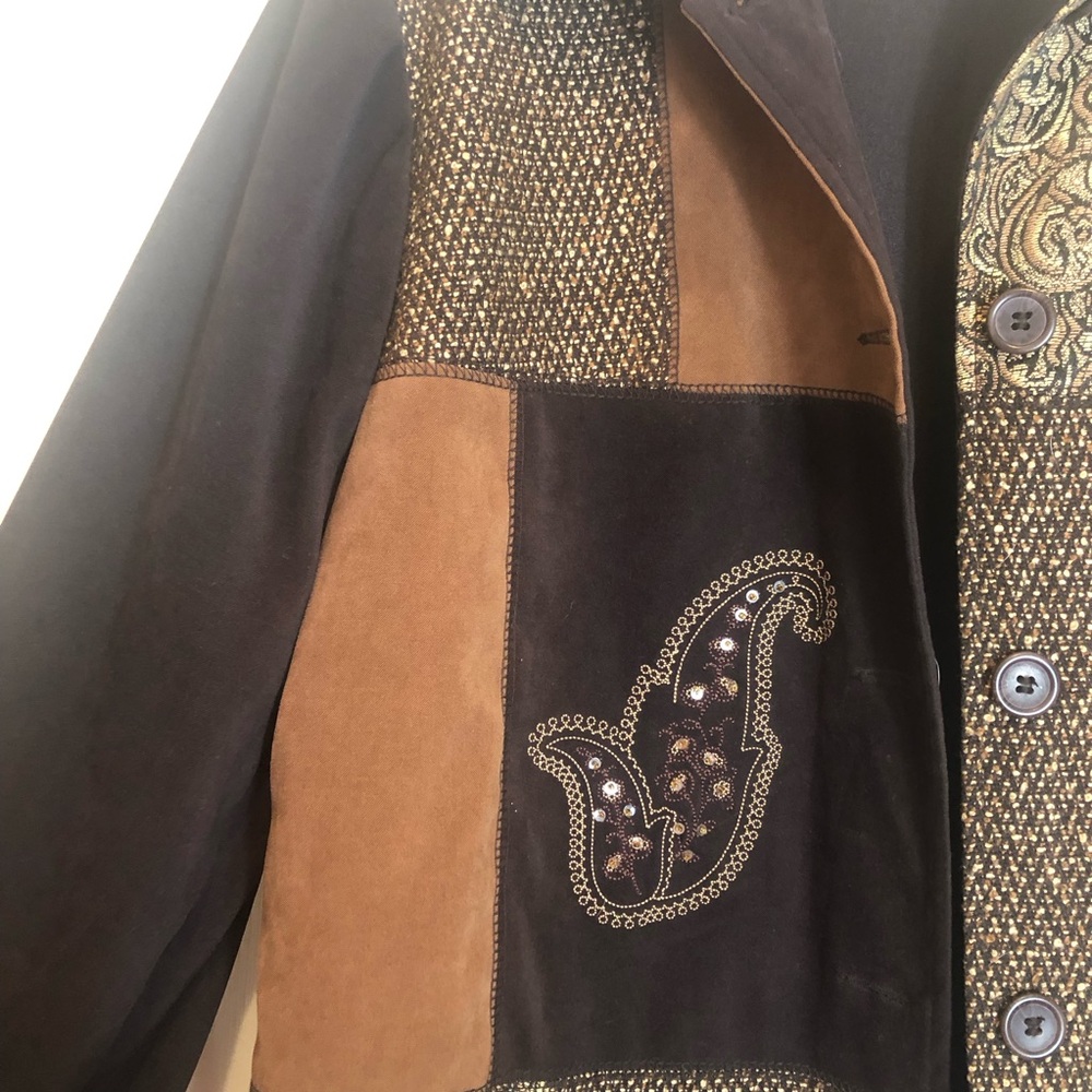 Notations Patchwork Embellished Jacket Size Large… - image 2